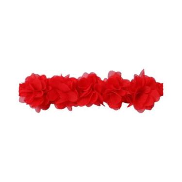 Imagem de Faixa De Cabelo Rosa De Chiffon Com Flor Para Bebês, Acessório Artesan