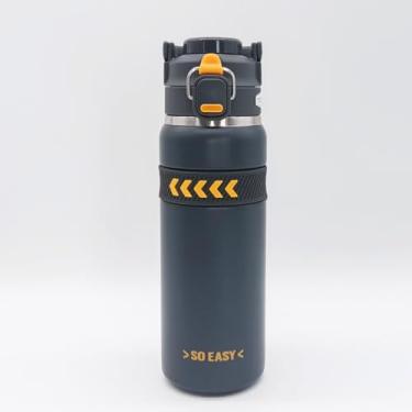 Imagem de Garrafa Térmica 750ml Aço Inox com Canudo Antivazamento Garrafa de Água Térmica que Mantém Bebidas Quentes e Frias por Horas Academia, Esporte e Uso Diário (CINZA)