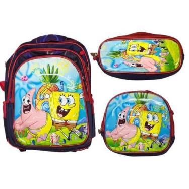 Imagem de Kit Mochila Estojo Lancheira com Personagens Escolar Infantil, BOB ESP