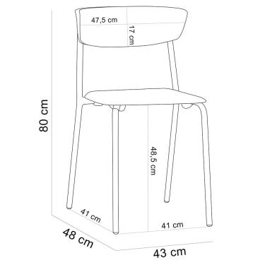 Imagem de Kit 06 Cadeiras Empilhável Fixa Atom F02 Base Aço Preta Verde - Lyam Decor