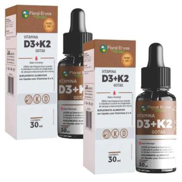 Imagem de Vitamina D3 K2 30ML 2 frascos gotas 2000 ui por gota - Floral Ervas Do