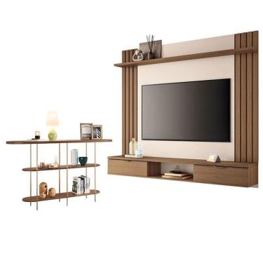 Imagem de Painel Para Tv Suspenso Solus E Aparador Infinity Castanho Off White – Hb Móveis
