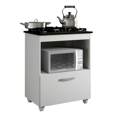 Imagem de Balcão Para Cooktop 5 Bocas 1 Porta Basculante 1 Nicho Para Micro-ondas Salvia Kaiki Móveis