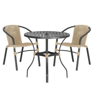 Imagem de 02 Cadeiras Floripa E Mesa Roma 100cm Preta Trama Original Rami