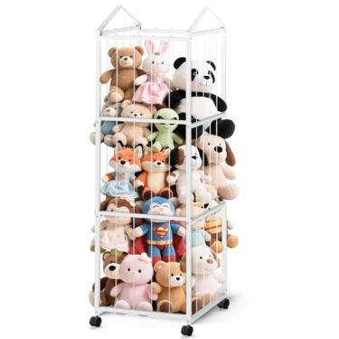 Imagem de NomNest Armazenamento de bichos de pelúcia, organizador de brinquedos para crianças, suporte gigante de zoológico, prateleira de brinquedo de metal resistente, armazenamento de ursinho de pelúcia