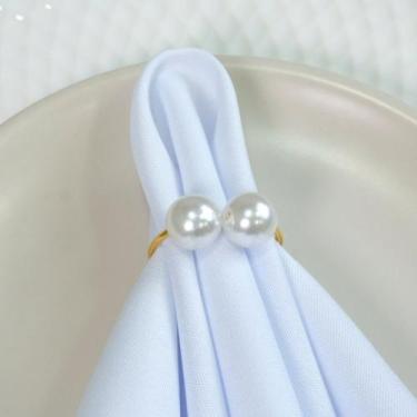 Imagem de Kit 6 Anéis para Guardanapos Duplo com Pérola - Valle Distribuidora, D