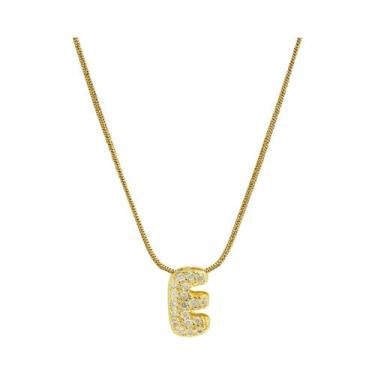 Imagem de Colar Feminino Banhado a Ouro Com Letra Inicial, Pingente De Zircônia 