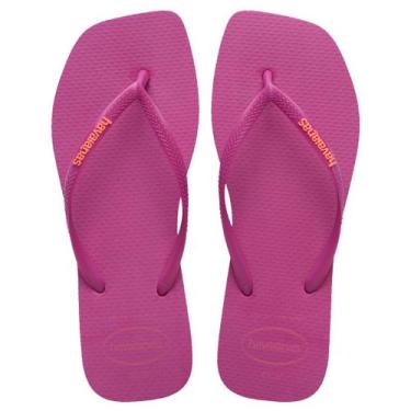 Imagem de Chinelo de Dedo Feminino Slim Square Logo Pop Up Havaianas, Rosa gum, 