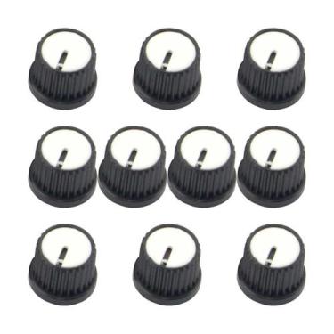 Imagem de 10X Botão Knob Redondo Estriado Com Parafuso A9 - Branco - PIX