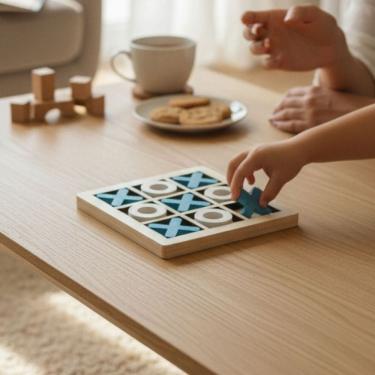 Imagem de Jogo da Velha MDF 10x10cm – Brinquedo Educativo Infantil para Raciocínio Lógico e Coordenação Motora