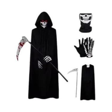 Imagem de Fantasia De Ceifador Para Adultos E Crianças 2025 Halloween: Esqueleto