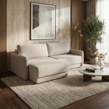 Imagem de Sofá Retrátil 2 Lugares 180cm Madrid com Braço Slim Linho Off White NS