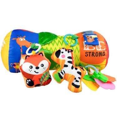 Imagem de Almofada Rolinho Atividades Bebê Com Mordedor Maxi Baby Azul