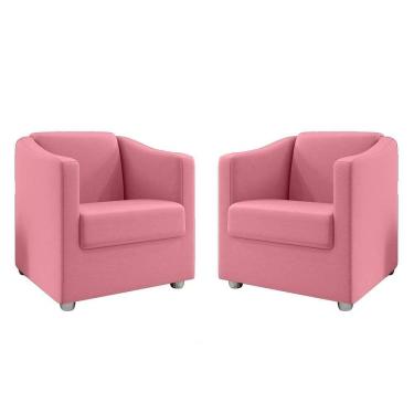 Imagem de Kit 2 Poltronas Decorativa Tilla Suede Rosa Dal Poz Estofados