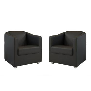 Imagem de Kit 2 Poltronas Decorativa Tilla Corino Preto Dal Poz Estofados