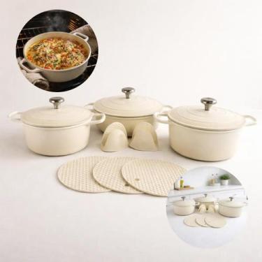 Imagem de Conjunto de Panelas Antiaderente Indução 3 Caçarolas Crema com Acessór