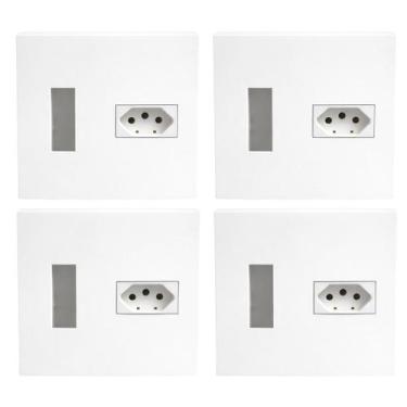 Imagem de Kit 4 Caixa Sobrepor Tomada 20A/250V Branco p/ Disjuntor 4x4 - MarGiri