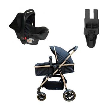 Imagem de Carrinho Bebê Move Duo Passear Bebê Conforto Nina Adaptador, PRETO GOL