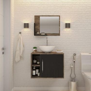 Imagem de Gabinete P/Banheiro Soft 60 cm C/cuba R30 e Espelheira - Compace, Bran