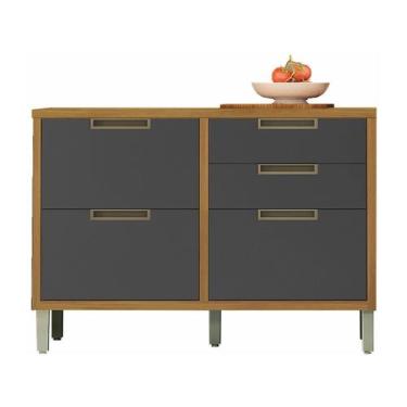 Imagem de Balcão Modular M1 Porta 4 Gavetas Imperatriz 120 cm Mdf Nesher, Freijó