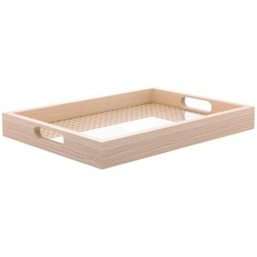 Imagem de Bandeja Retangular De Mdf Com Fundo Treliça E Acrílico 35Cm - Lyor, Na