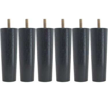 Imagem de Kit 6 Pés Para Cama Box Solteiro Pé Para Moveis 13cm Preto