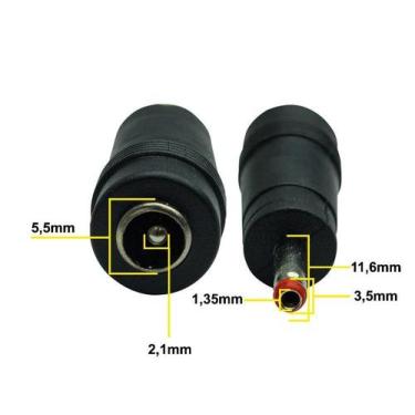 Imagem de Adaptador P4 2.1x5.5mm Femea para 1.35x3.5mm Macho - Conector de Energ