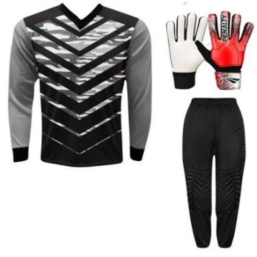 Imagem de Kit Goleiro Infantil Camisa Kanga + Calça TRB + Luva Penalty-Unissex