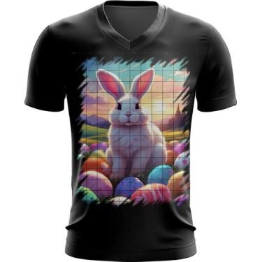 Imagem de Camiseta Gola V Coelhinho da Páscoa com Ovos de Páscoa 6 - Kasubeck St