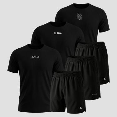 Imagem de Kit 6 Peças Dry 3 Camisetas e 3 Bermudas Alpha Co-Masculino
