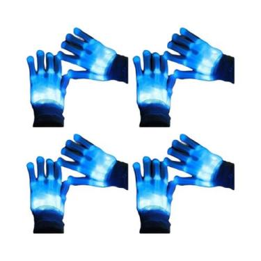 Imagem de Luvas De LED Neon Luminosas Com Caveira Piscante Para Festa De Hallowe