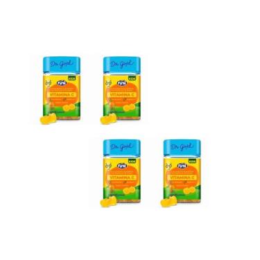 Imagem de Kit 4 Fini Vitamina C Kids Sabor Laranja 4x60 Gomas Dr Good, Laranja