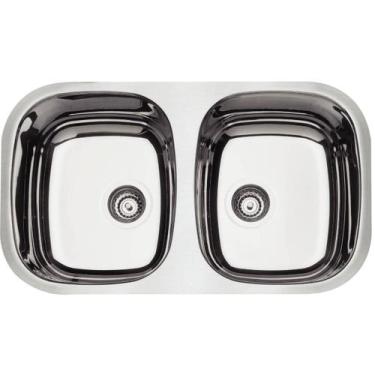 Imagem de Cuba Dupla Tramontina Isis 34L Inox 77x45cm Gourmet Embutir