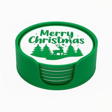 Imagem de Porta-Copos Merry Christmas Verde 3D (8 porta-copos) - Sanson Brothers