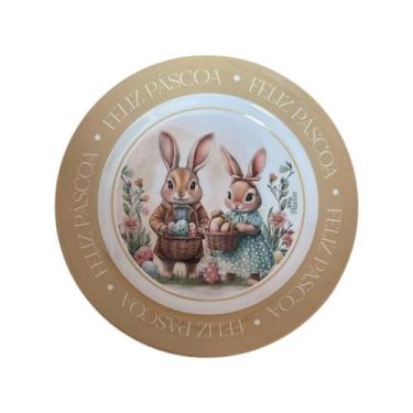 Imagem de Prato para Bolo Feliz Páscoa Melamina - 35,5cm - wincy