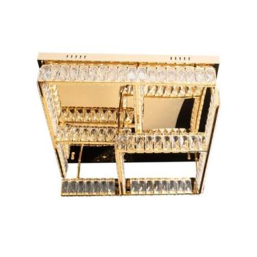 Imagem de Plafon de Sobrepor Quadrado Dourado 60x60cm Cristal LED 56W - Iluminar