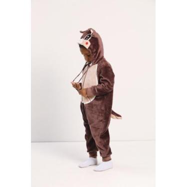 Imagem de Macacao Longo Plush Capuz Infantil Menino Lessa Kids 7636, Marrom, TAM