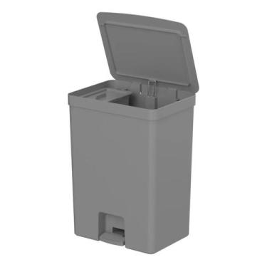 Imagem de Lixeira De Pedal Trium 46 Litros Com Cesto 4 Litros Bancada - OU, Cinz