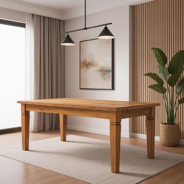 Imagem de Mesa de Jantar 1,8 m 6 Lugares Retangular MDF 180CM Amadeirado