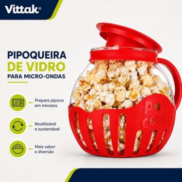Imagem de Pipoqueira Fitness De Vidro Microondas Saudável Sem Óleo 2 Litros Pipo