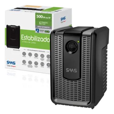 Imagem de Estabilizador Sms Revolution Speedy 500va, Entrada Bivolt Automático, Saída 115v, 6 Tomadas - 16620