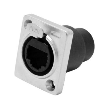 Imagem de Conector de Rede Datalink RJ45(F) X RJ45(F) com Design Frontal Metálico em Formato D Inox 1