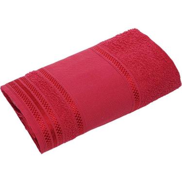 Imagem de Toalha de Rosto Ponto Cruz 45x75CM 100% Algodão 390g-m2 Barra para Bordar Vermelho Bene Casa