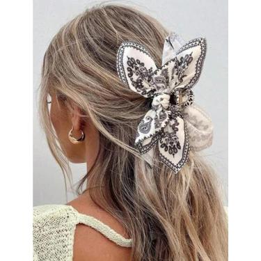 Imagem de Presilha De Cabelo Boêmia Vermelha Com Laço De Flor De Caju Único, Ace