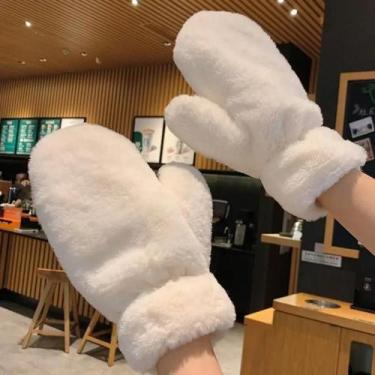 Imagem de Luvas Femininas De Inverno Quentes E Peludas, Macias, Espessas E À Pro