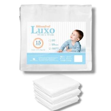 Imagem de Fralda Pano Luxo 15 Unidades Branca 100% Algodão Incomfral