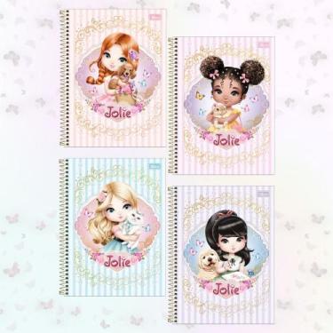 Imagem de Kit 04 Cadernetas (Pequena) Espiral 1/8 Jolie 80 Folhas Capa Dura 11x1