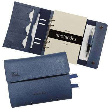 Imagem de Agenda Minhas Anotações 170-R Personalizada Raffai Couros, Azul Jeans