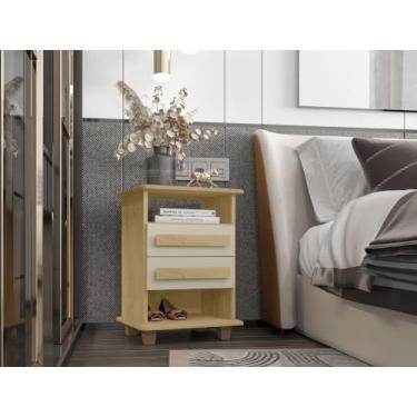 Imagem de Mesa de Cabeceira Turim Organizador Criado Mudo Box Para Quarto C/2 Gavetasa (Cinamomo/Off White)