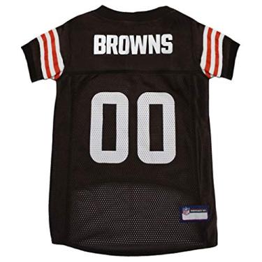 Imagem de NFL Cleveland Browns Dog Jersey, tamanho: GG. Melhor fantasia de jérsei de futebol para cães e gatos. Camisa de jérsei licenciada